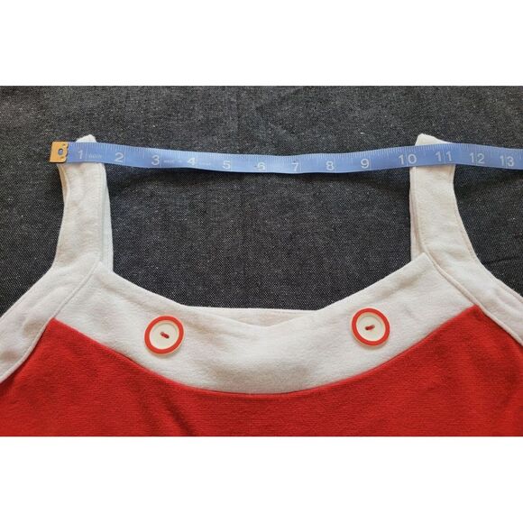 Vintage Red & White Summer Euro Button Dress S/M Retro Midi Bodycon Wiggle - Picture 7 of 11